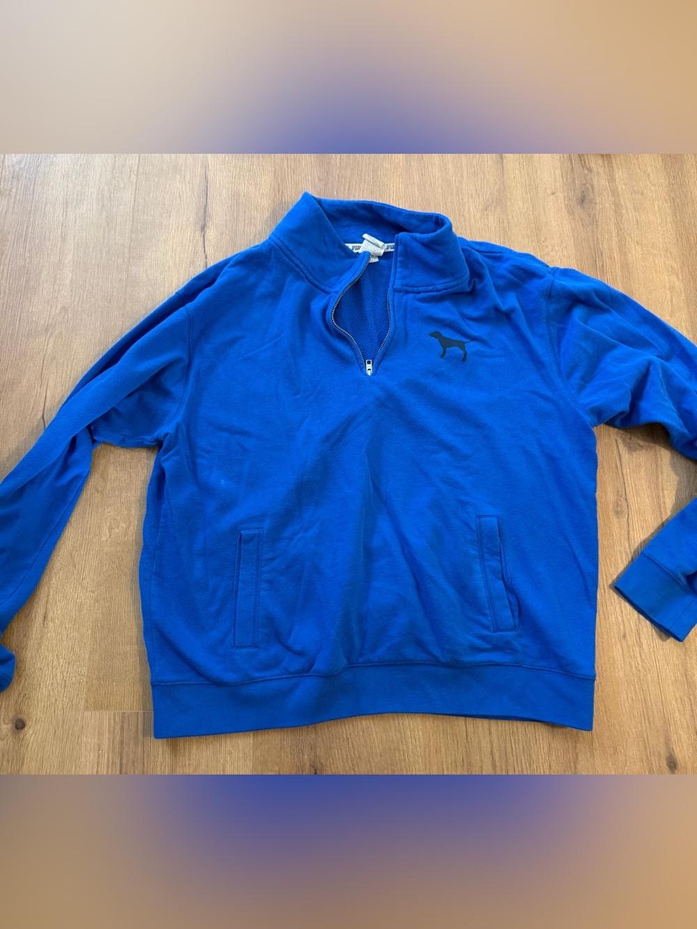 PINK Quarter-Zip Pullover Sweater - Blue